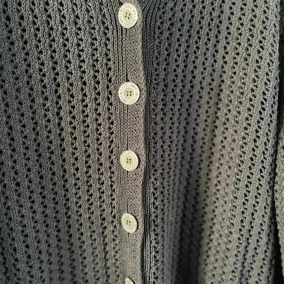 Les Copains Women Classic Loose Knit Cotton Cardigan Navy XL Italy Preppy Staple - Picture 10 of 13